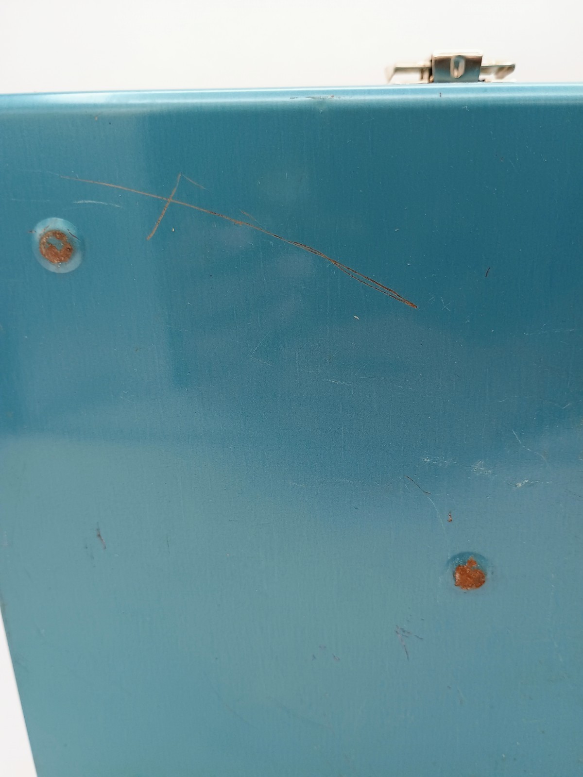 Vintage Metal Blue Movie Reel Chest Box 12 Slot Film Storage Case