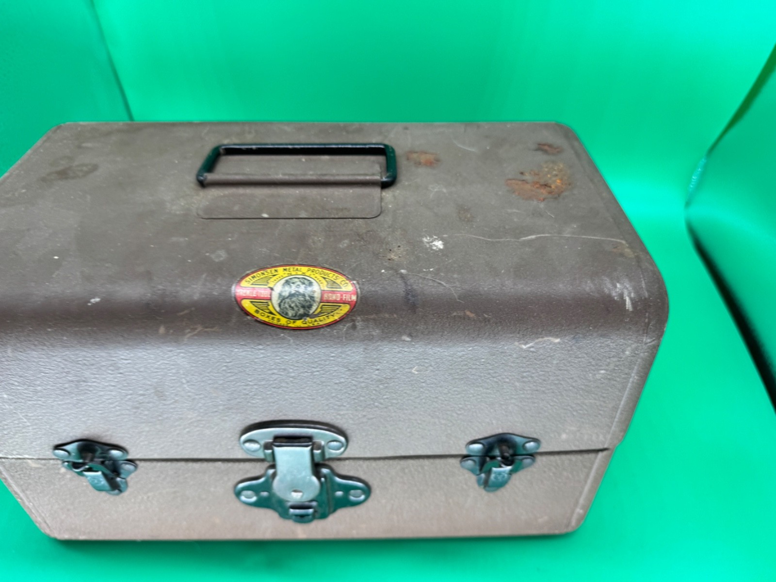 Vintage Simonson Metal Co Film Reel Metal Storage Box w/Cases (NICE PATINA)