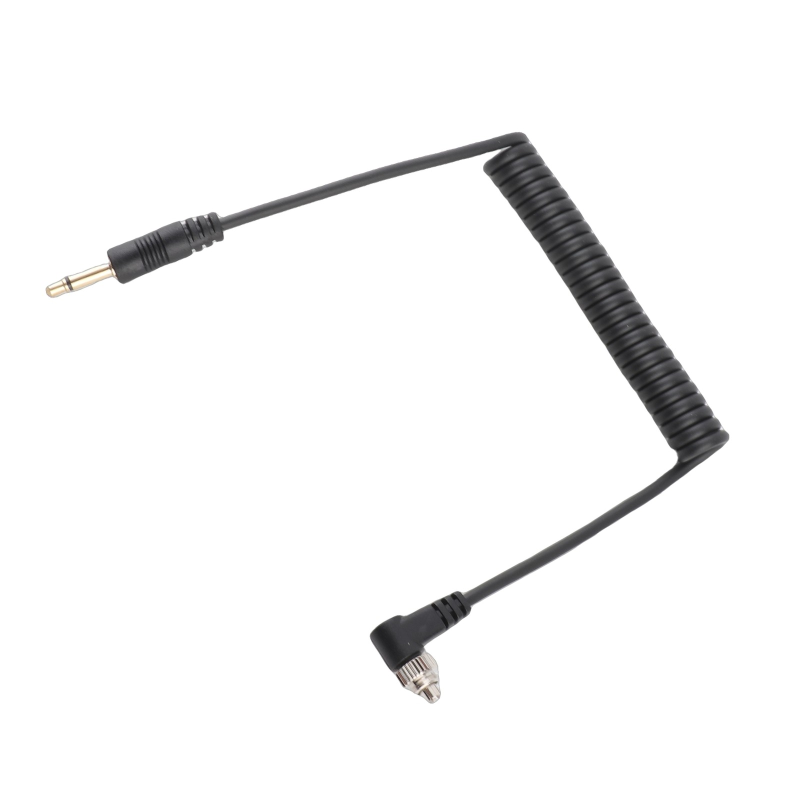 2pcs Universal 3.5mm To Male Flash PC Sync Cable Coiled Cord With Screw Lock For