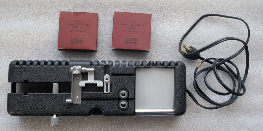 LEITZ BINDOMAT 35mm 2×2 slide mount binder original box w/2 boxes of tape AS IS