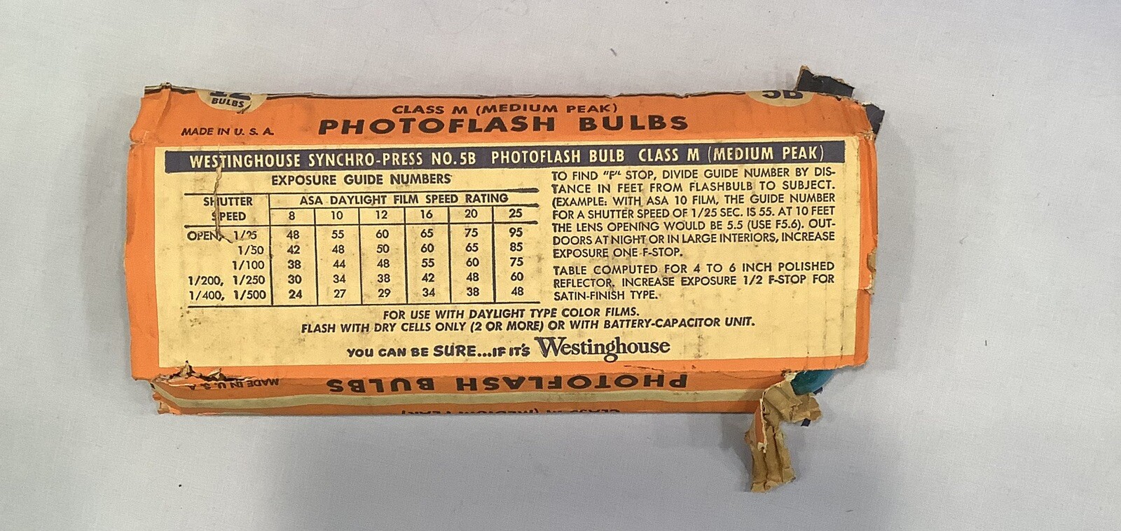 12 Vintage Westinghouse Flash Photo flash Bulbs 5B New Old Stock UNUSED