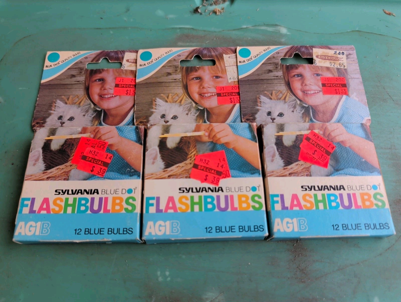 Vintage Sylvania Blue Dot Flashbulbs AG1B 3 boxes of 12 Blue bulbs 36 total Lot