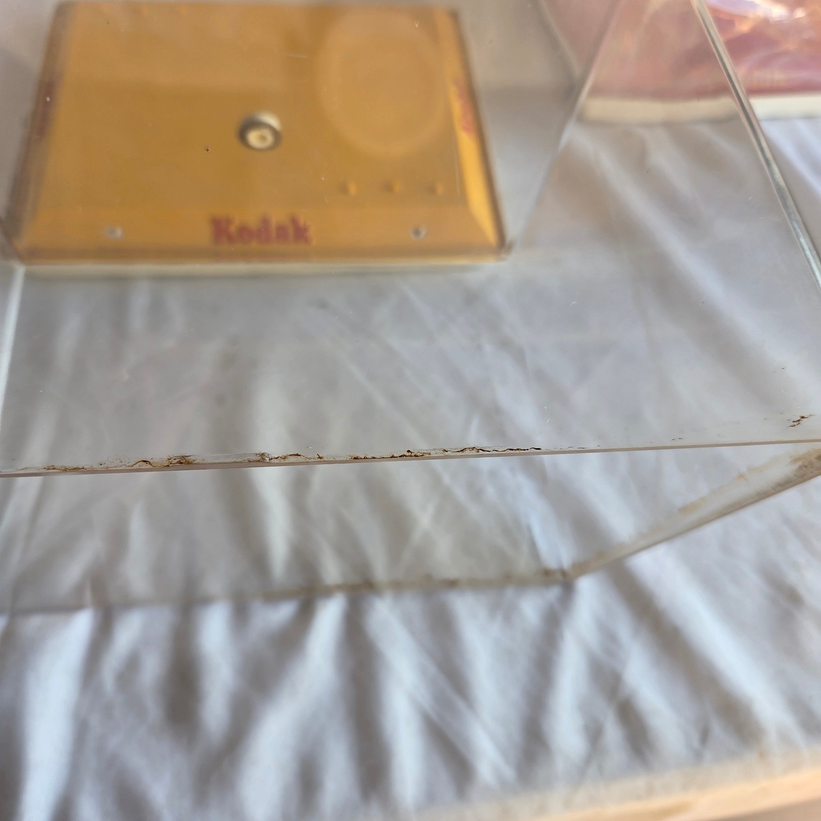 Vintage Kodak Camera Display Case Yellow Red Logo Acrylic Dust Cover Box