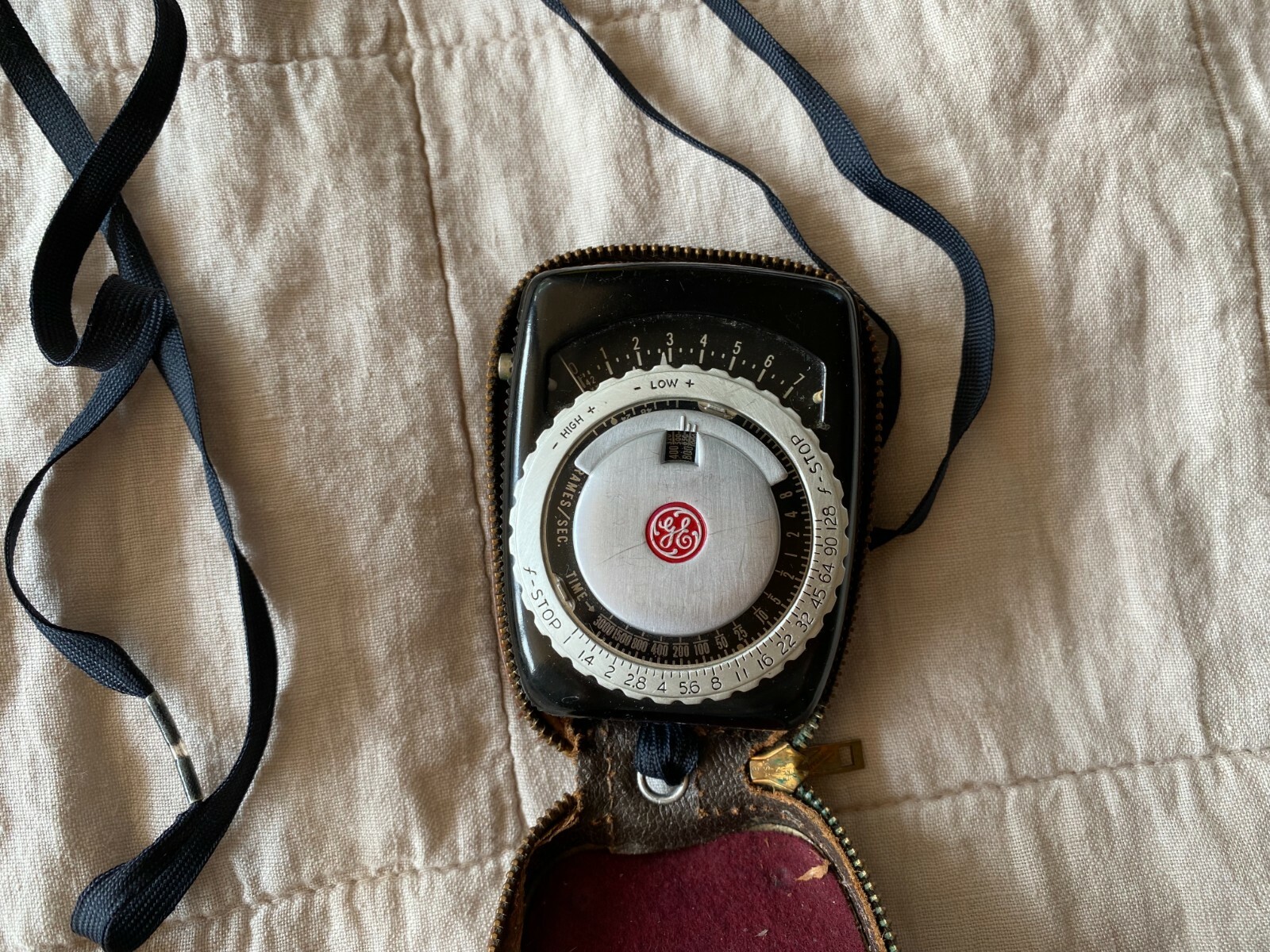 general electric exposure meter type pr-1 with brown leather case