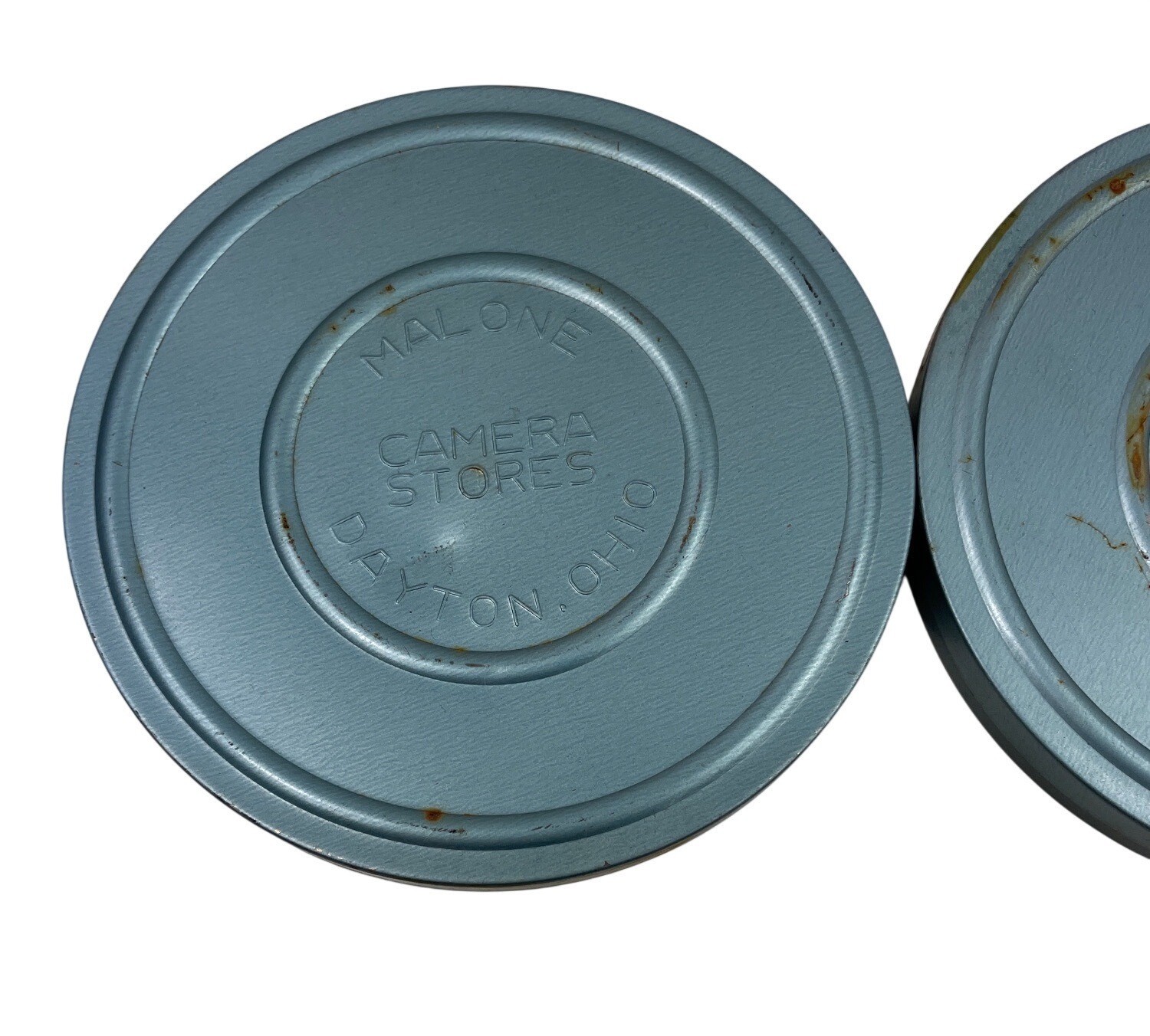 Vintage Malone Camera Stores Dayton Ohio Metal Film Canisters Set Of 2