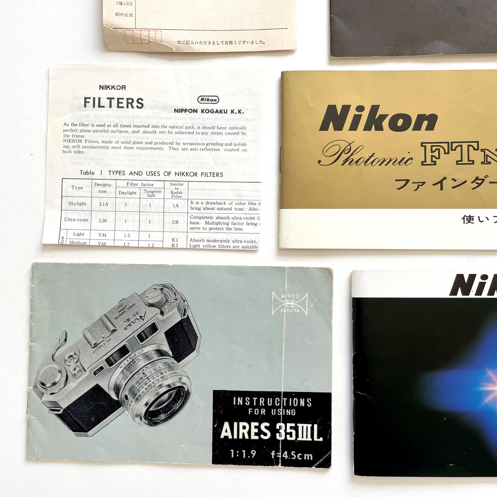 1960s Nikon Camera Lot • Booklets In Japanese • Brochures • Paperwork • Japan