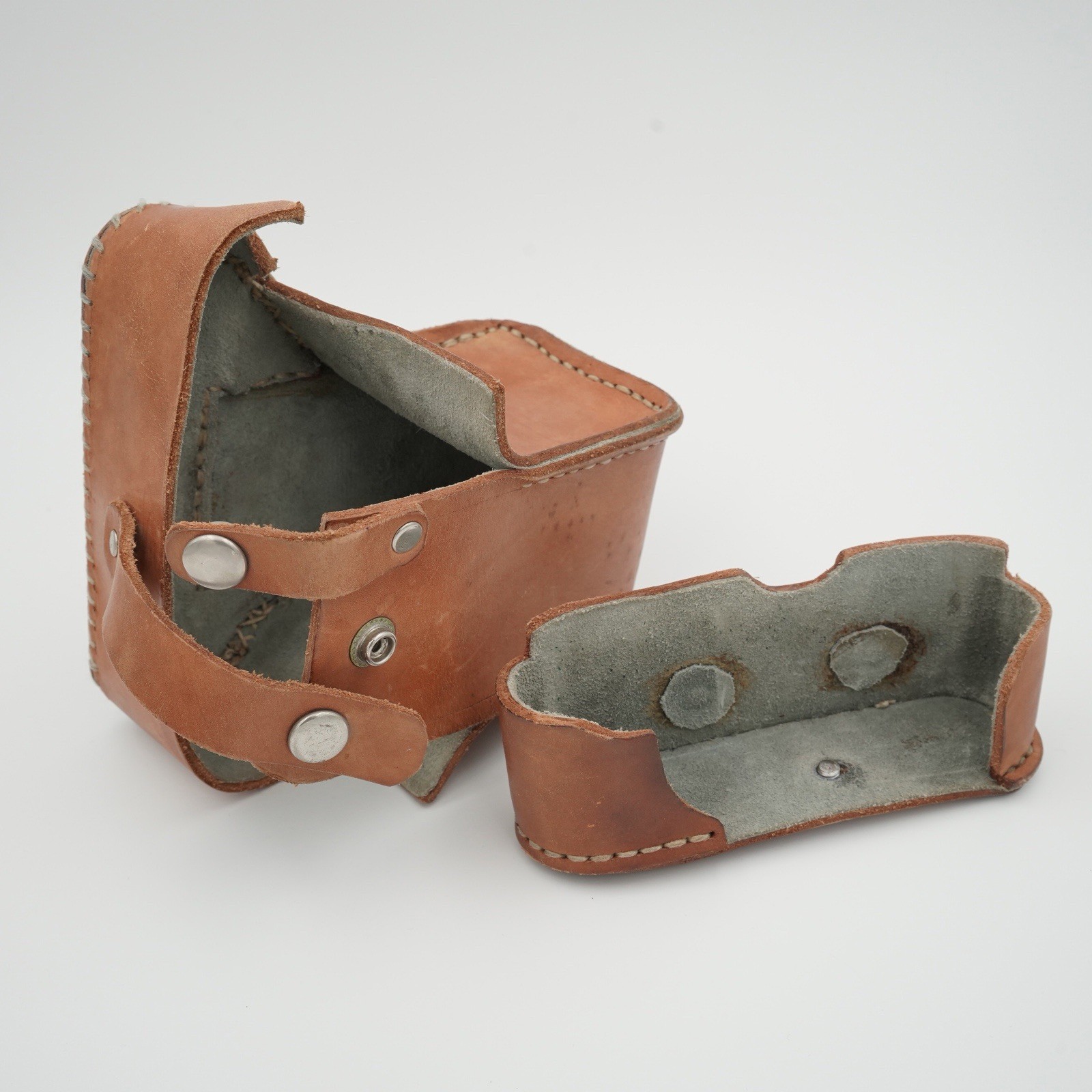 Hand Made Custom Leather Camera Case for Nikon FM2 & Lens w/ Snap Closure