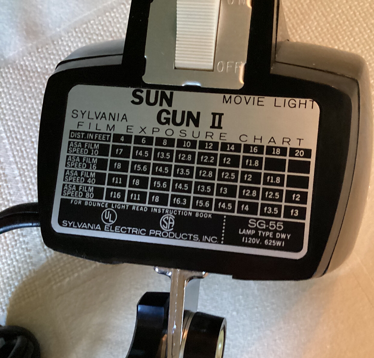 Vintage Sylvania Sun Gun II Movie Light w/Original Box Works Great! Model SG-55