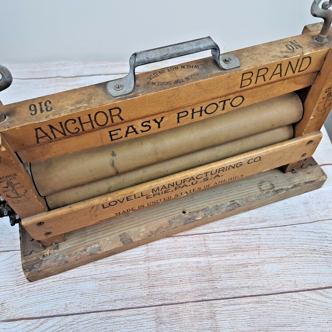 Antique Anchor Brand Easy Photo Wringer 316 Hand-crank Primitive Lovell Erie PA