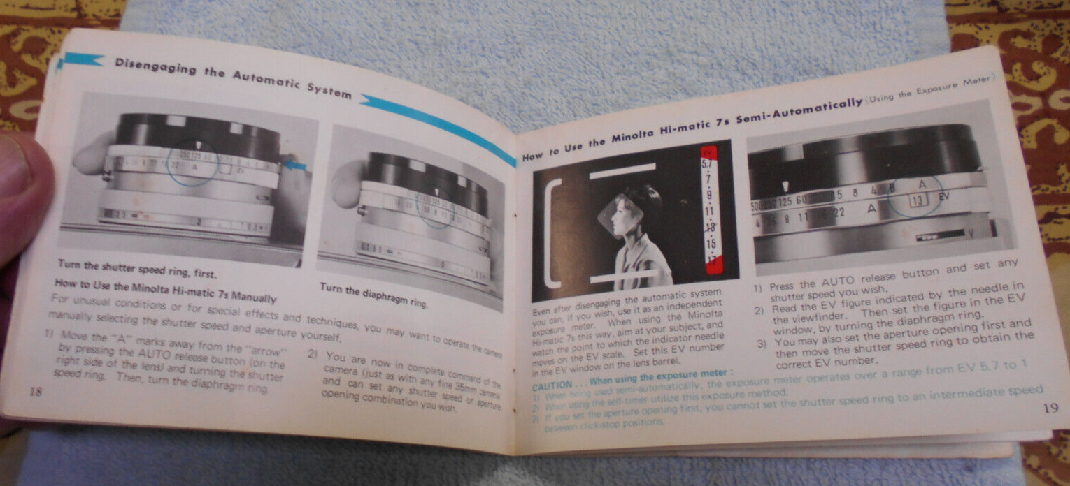 #D350. MINOLTA HI-MATIC 7s CAMERA OWNER’S MANUAL