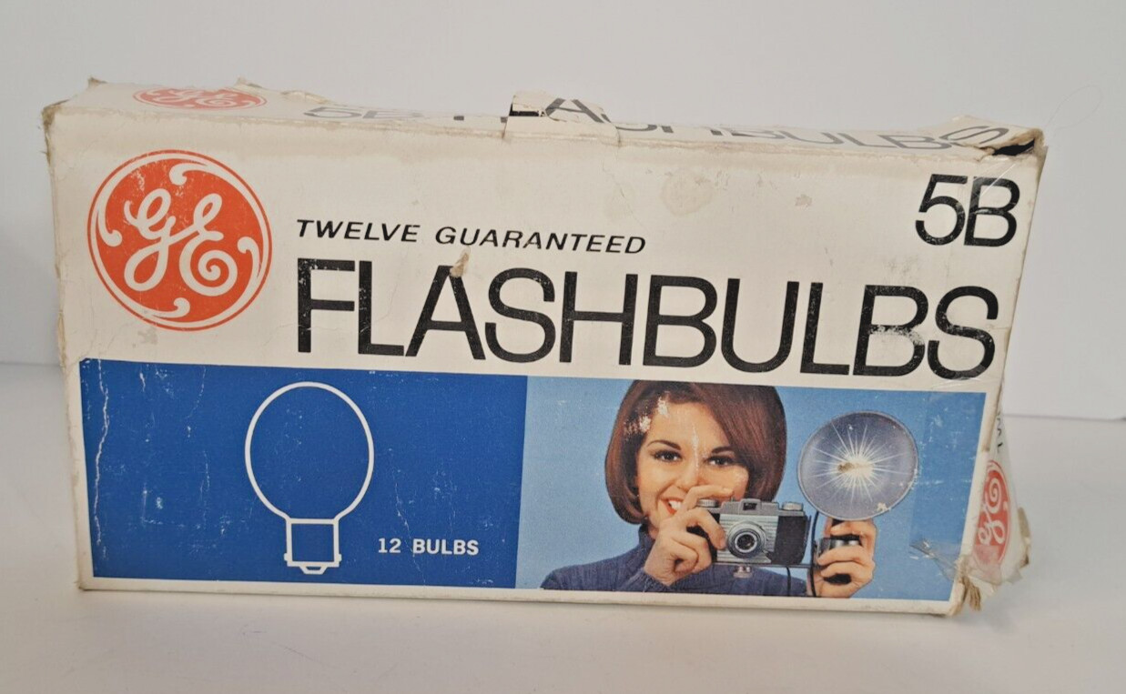 General Electric Flashbulbs 5B 12-Pack Unused Box & Packing Vin 1960’s RARE