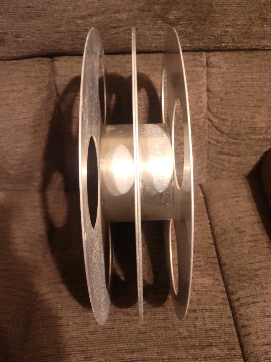 Lot Of 2 35MM Aluminum Goldberg Brothers Bros Film Reels 13 3/4″ Dia. Fixed HUB