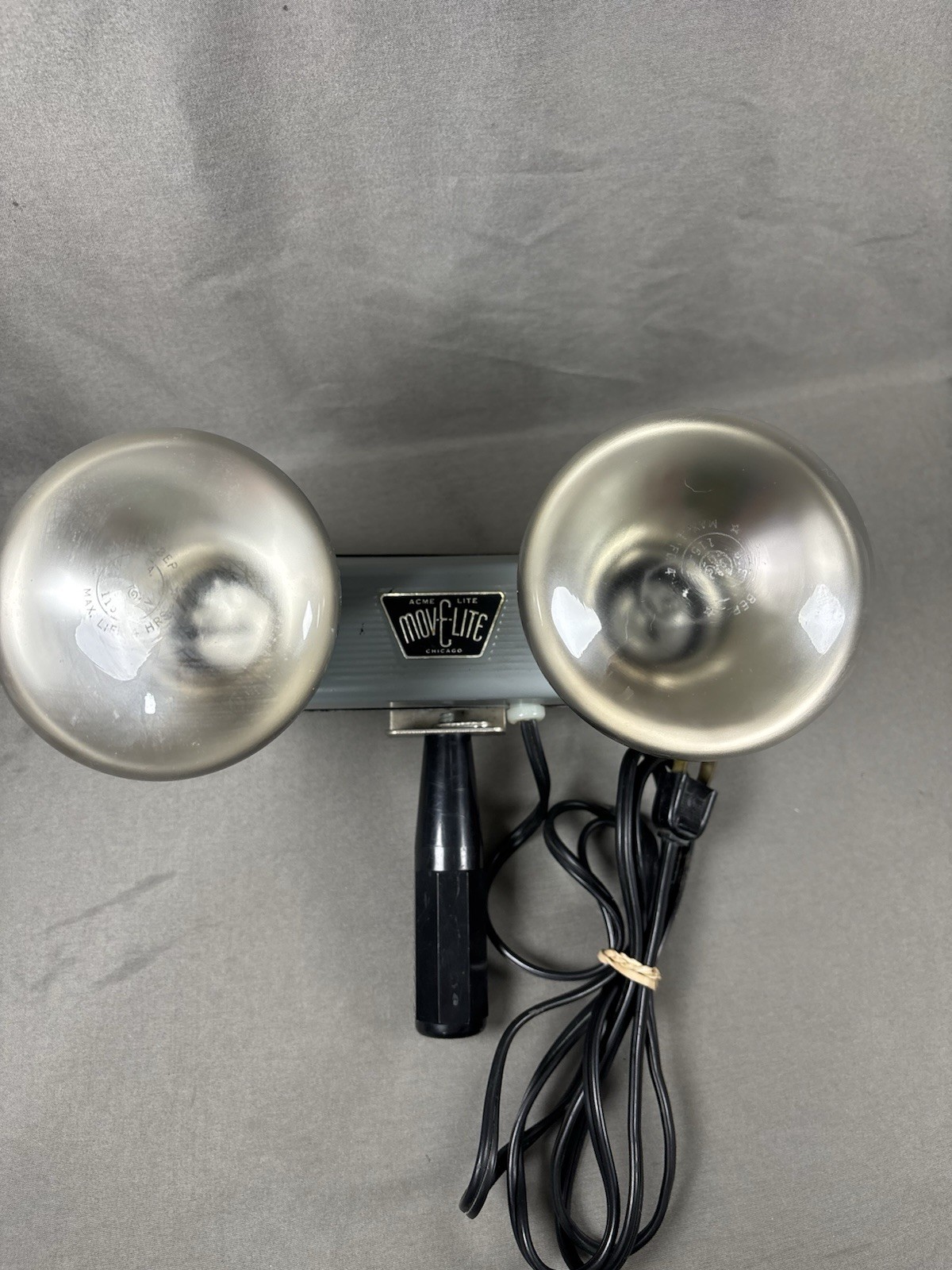 Vintage MOV-E-LITE Handle With 2 Lights Tested Works Acme Lite