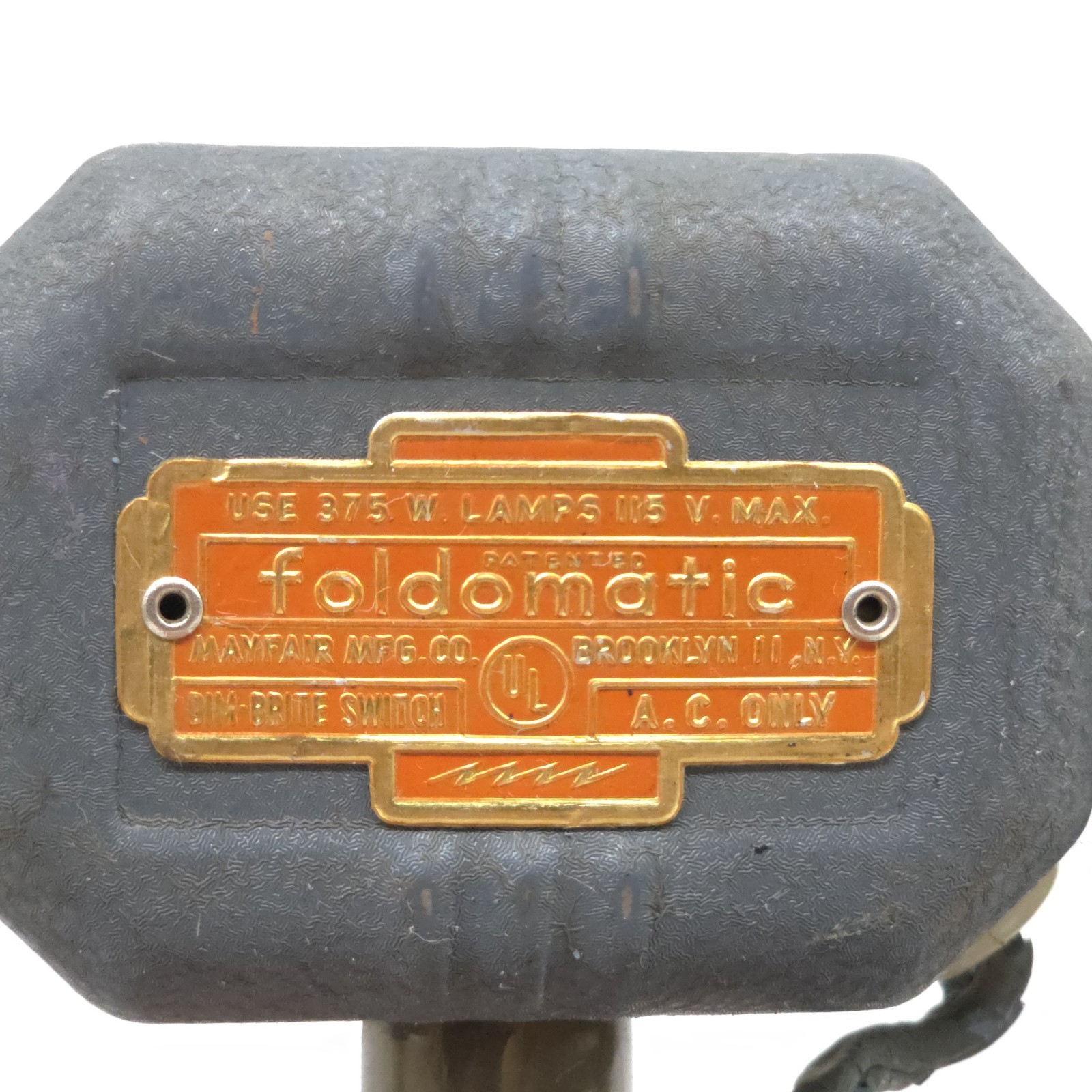 Vintage MAYFAIR MFG Foldomatic Dim-Brite Dual Arm Lamp Light Fixture Tested