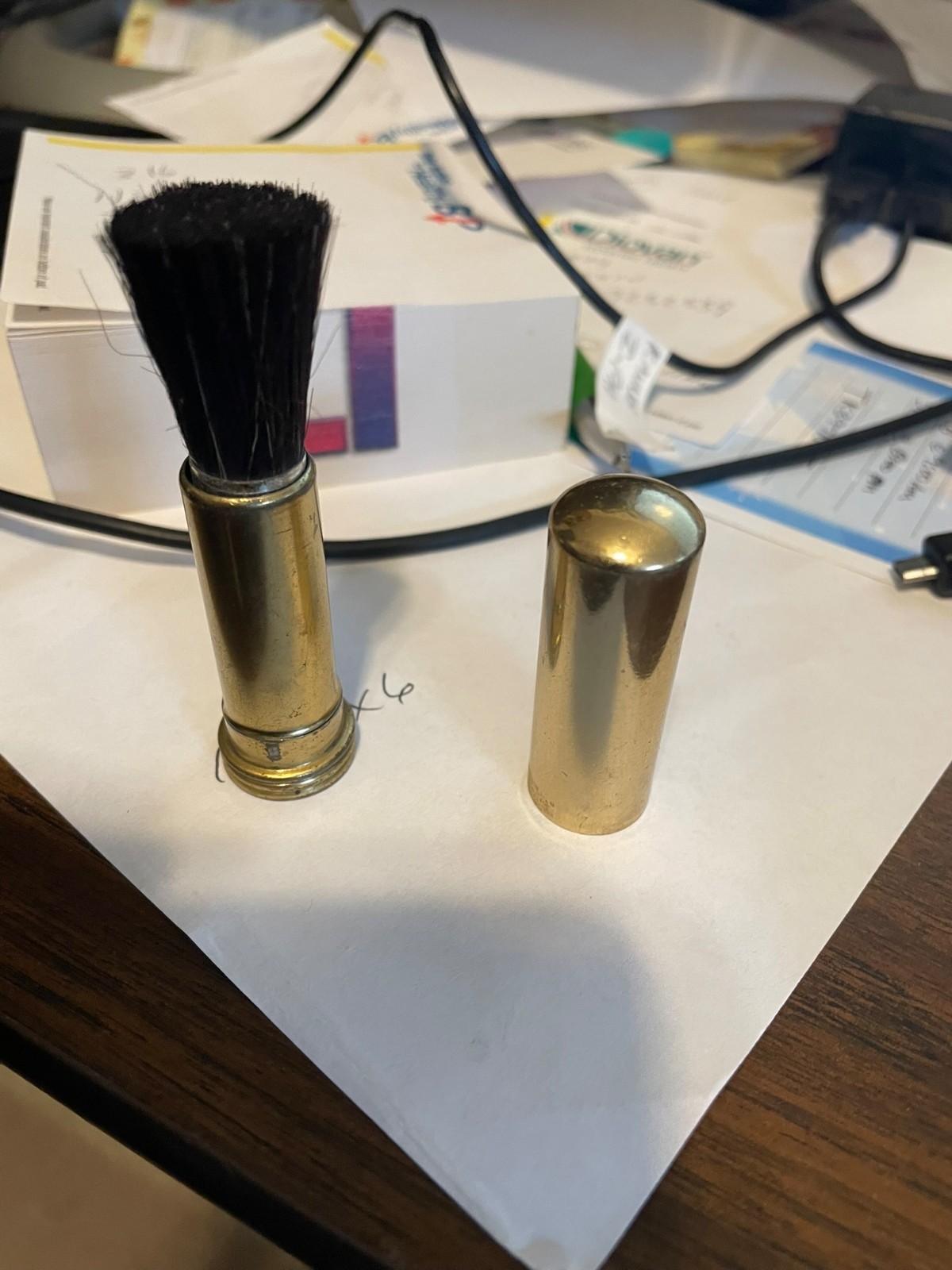 Vintage Brass Retractable Camera Lens Brush 2 in. Lipstick Style Very Nice!