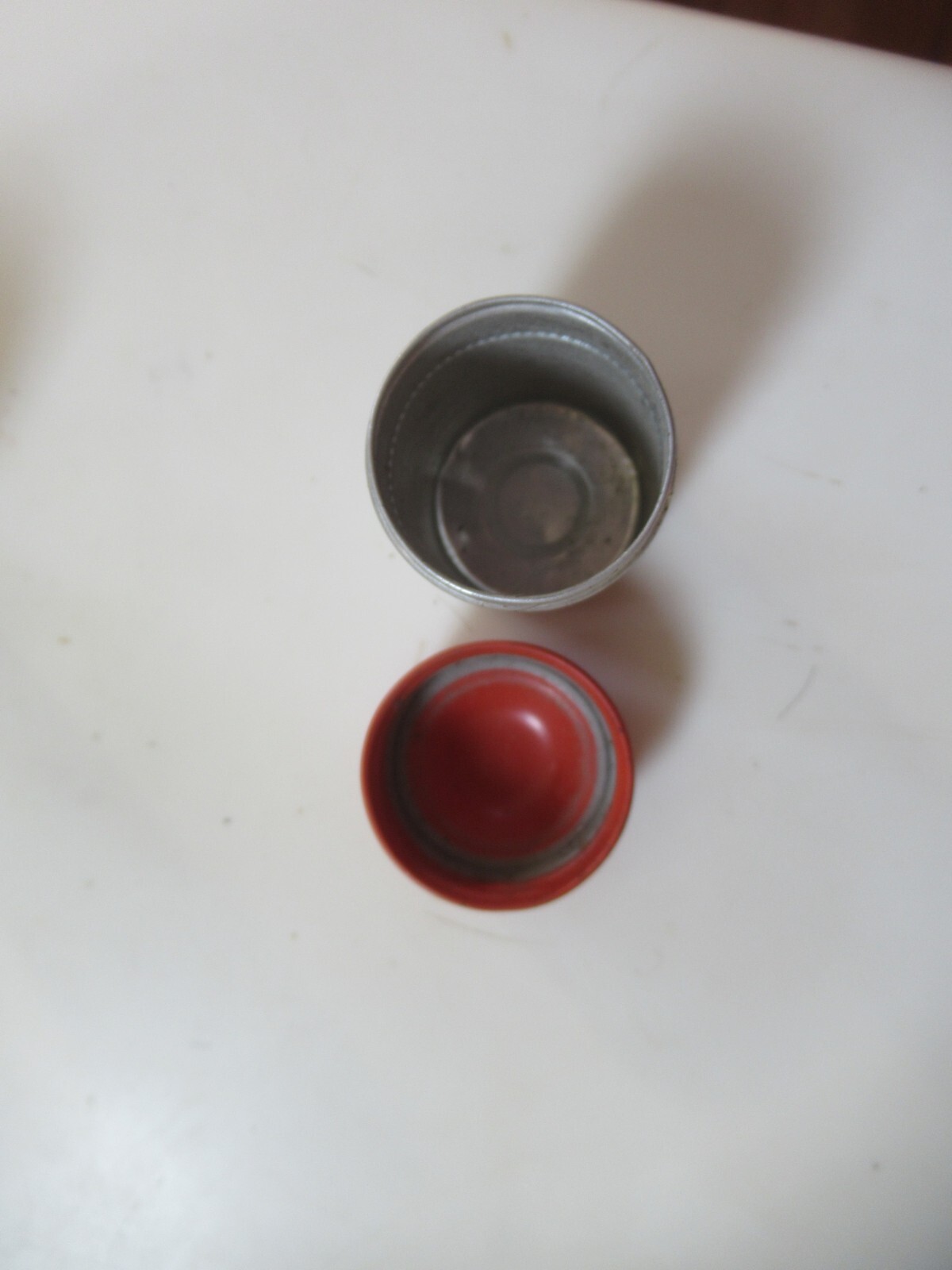 Lot of 2 Vintage Unbranded Camera Film Metal Canisters – Gray Top and Orange Top