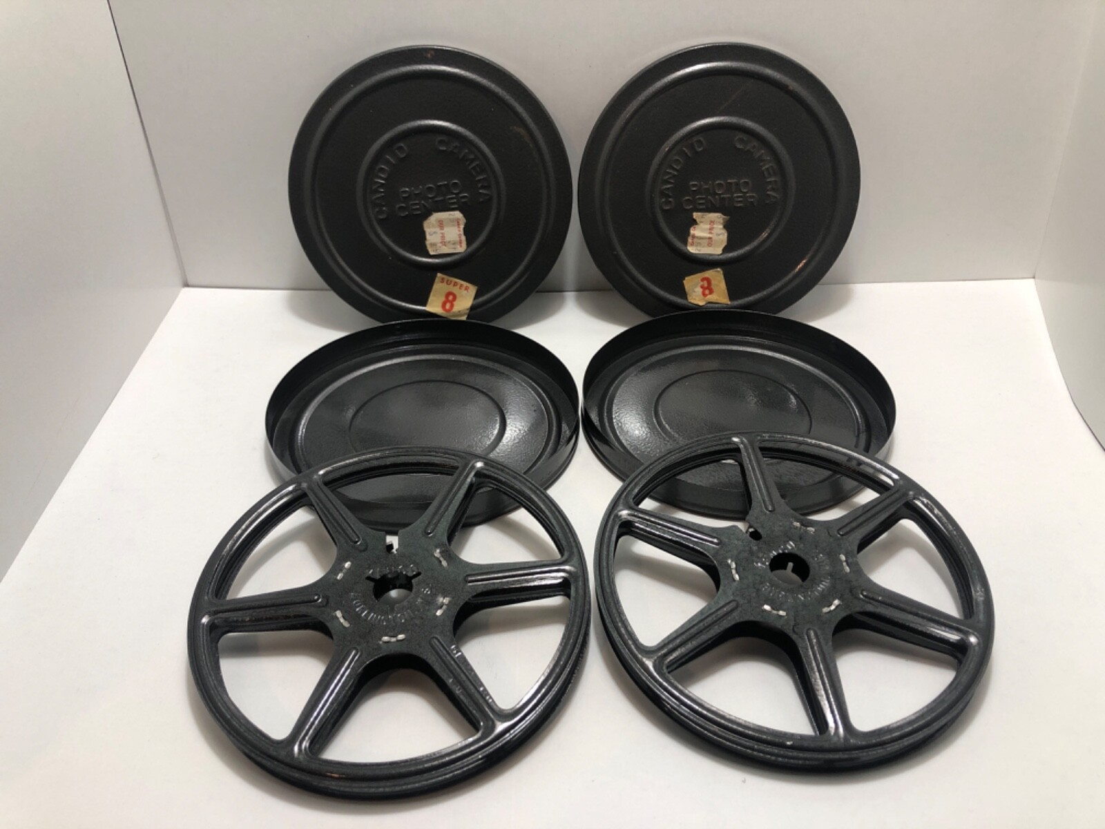 KENCO Regular 8mm Std 8 Movie Auto Take-up Metal Reel & Can WIsconsin X2