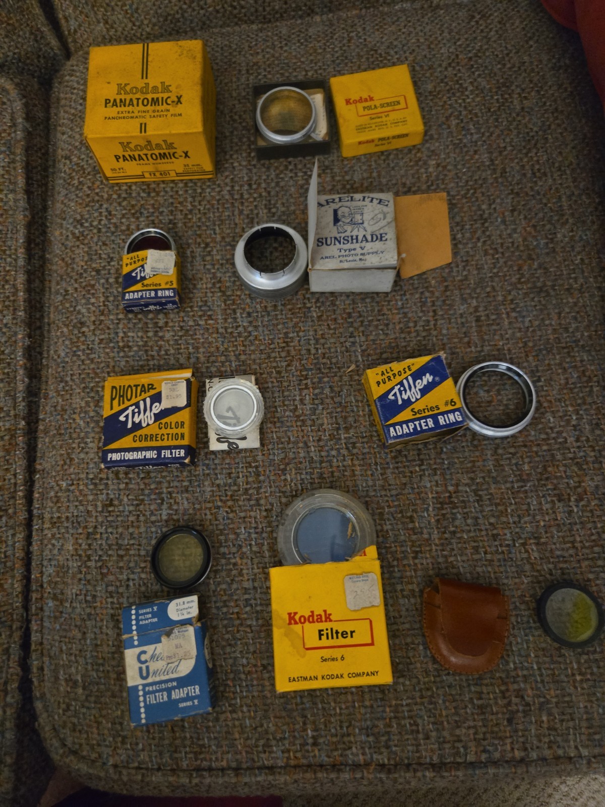 Vintage Assortment Kodak Lens Hoods Filters Adapter Rings & Film -CAMERA STUFF