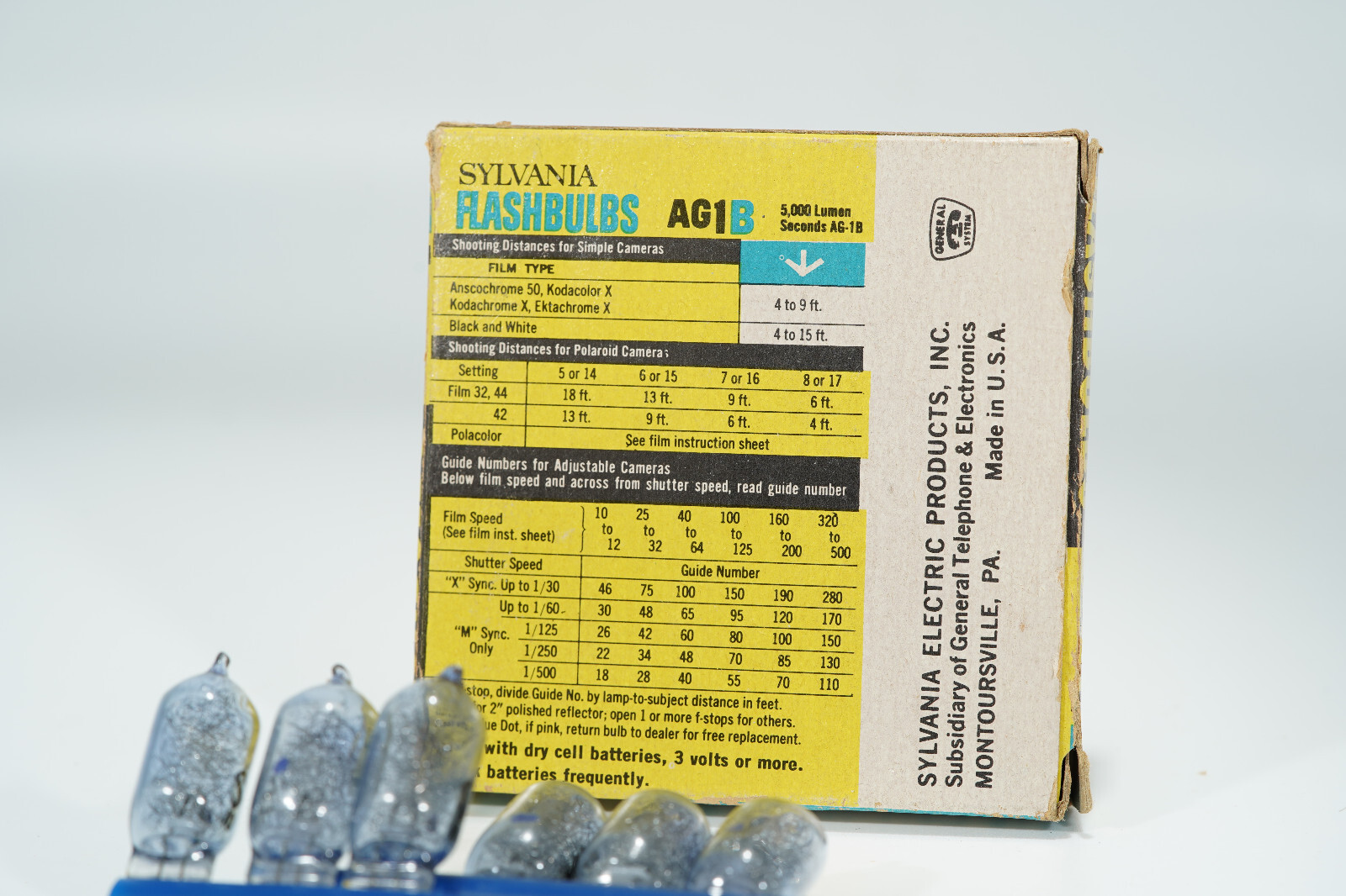 Vintage Sylvania Flashbulbs Blue Dot # AG1B 6 Bulbs in Package New in Box