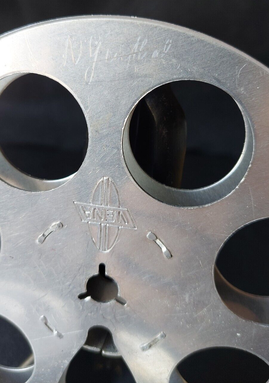 VENA OF AMSTERDAM, HOLLAND. FILM REEL AND CANNISTER. ALL ALUMINUM SET.