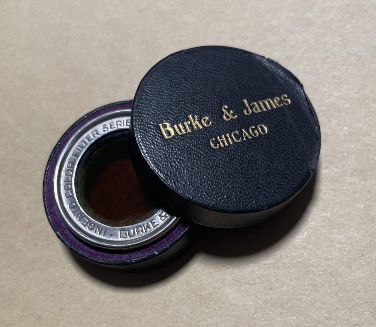 Vintage Burke & James Ingento Color Filter Series B Yellow With Original Case