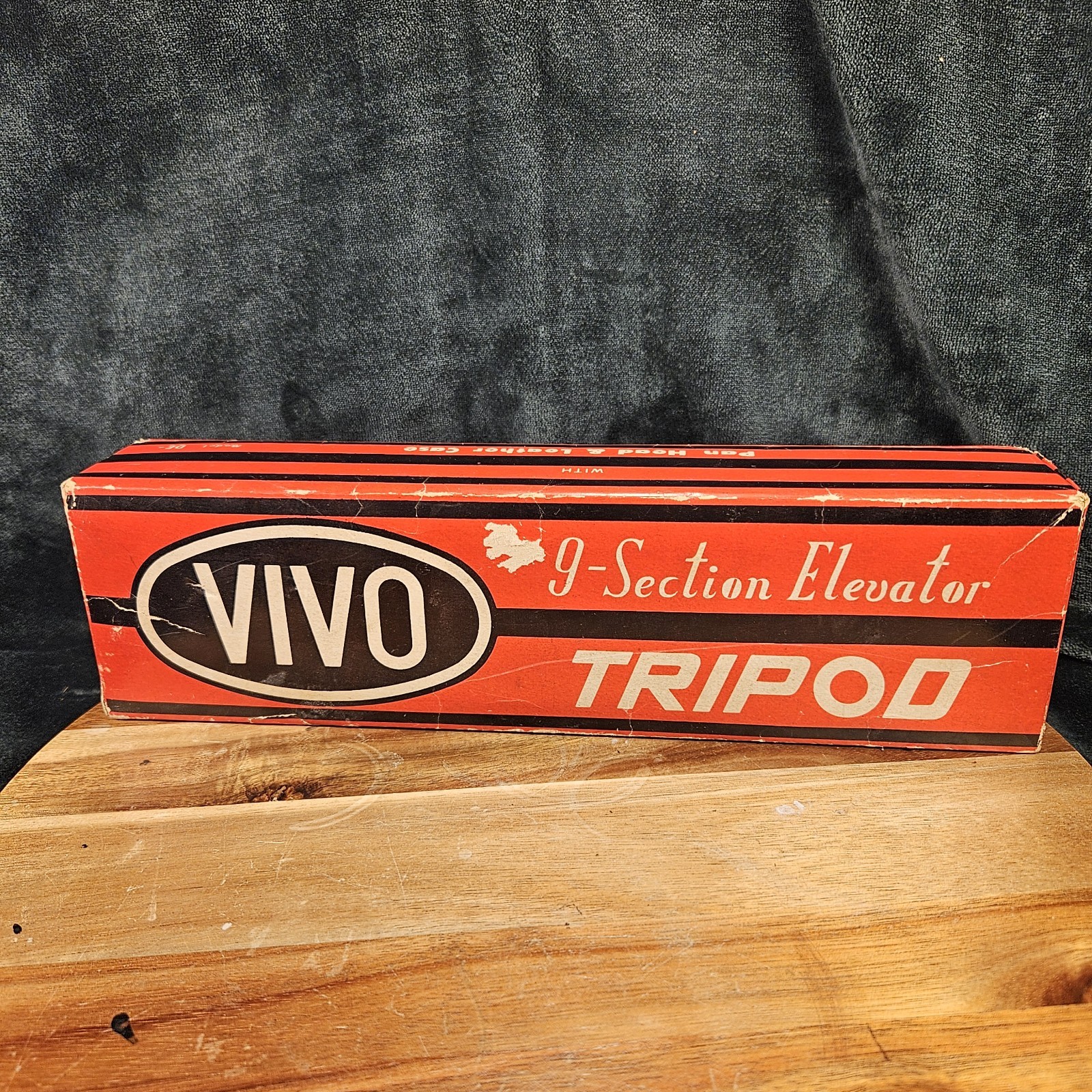 VIVO 9-Section Elevator Chrome Tripod Pan Head & Leather Case Vintage Model DE-