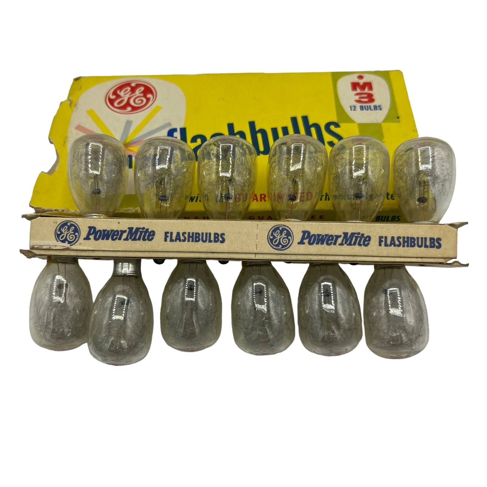 VTG NOS General Electric GE M3 Twelve Clear Rhenium Flashbulbs in Original Box