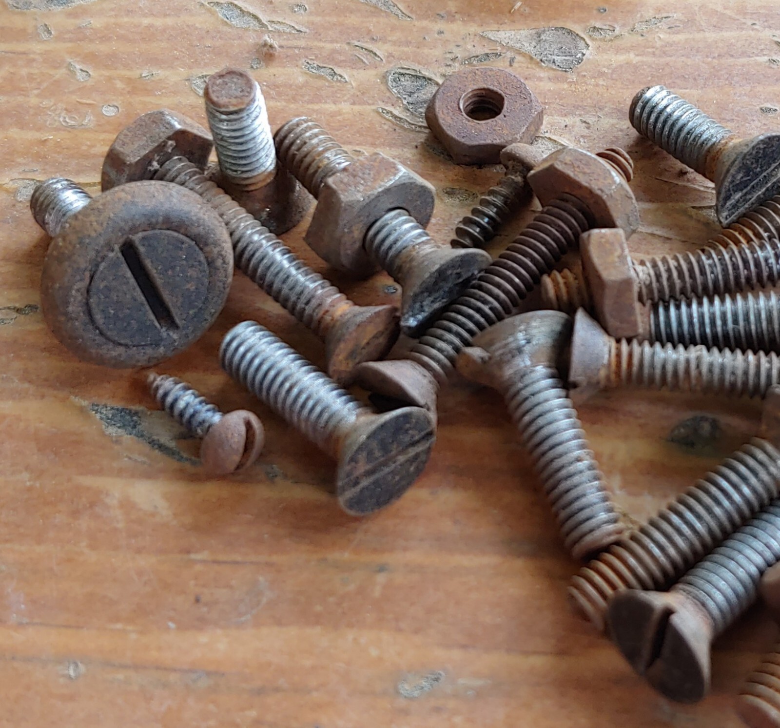 Lot of VARIED 1920 DEVRY Type E Projector SCREWS, BOLTS, Wood SPACERS & Brackets