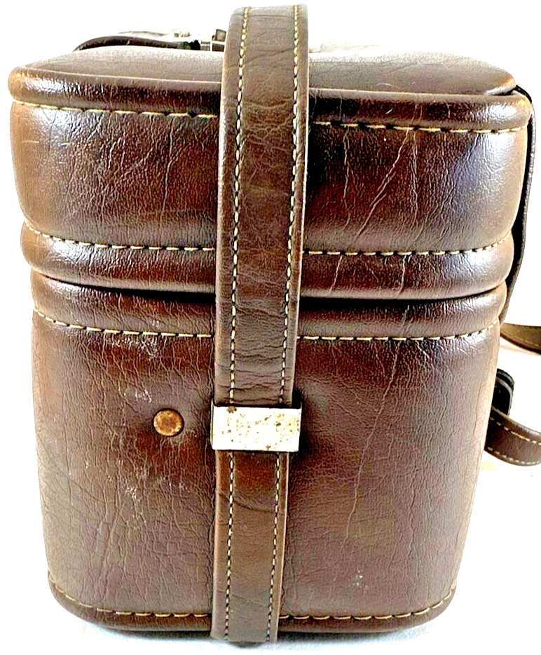 Vintage Brown Leather Camera Case, 1970s, Buckle Closure, Italy, used (BB2)