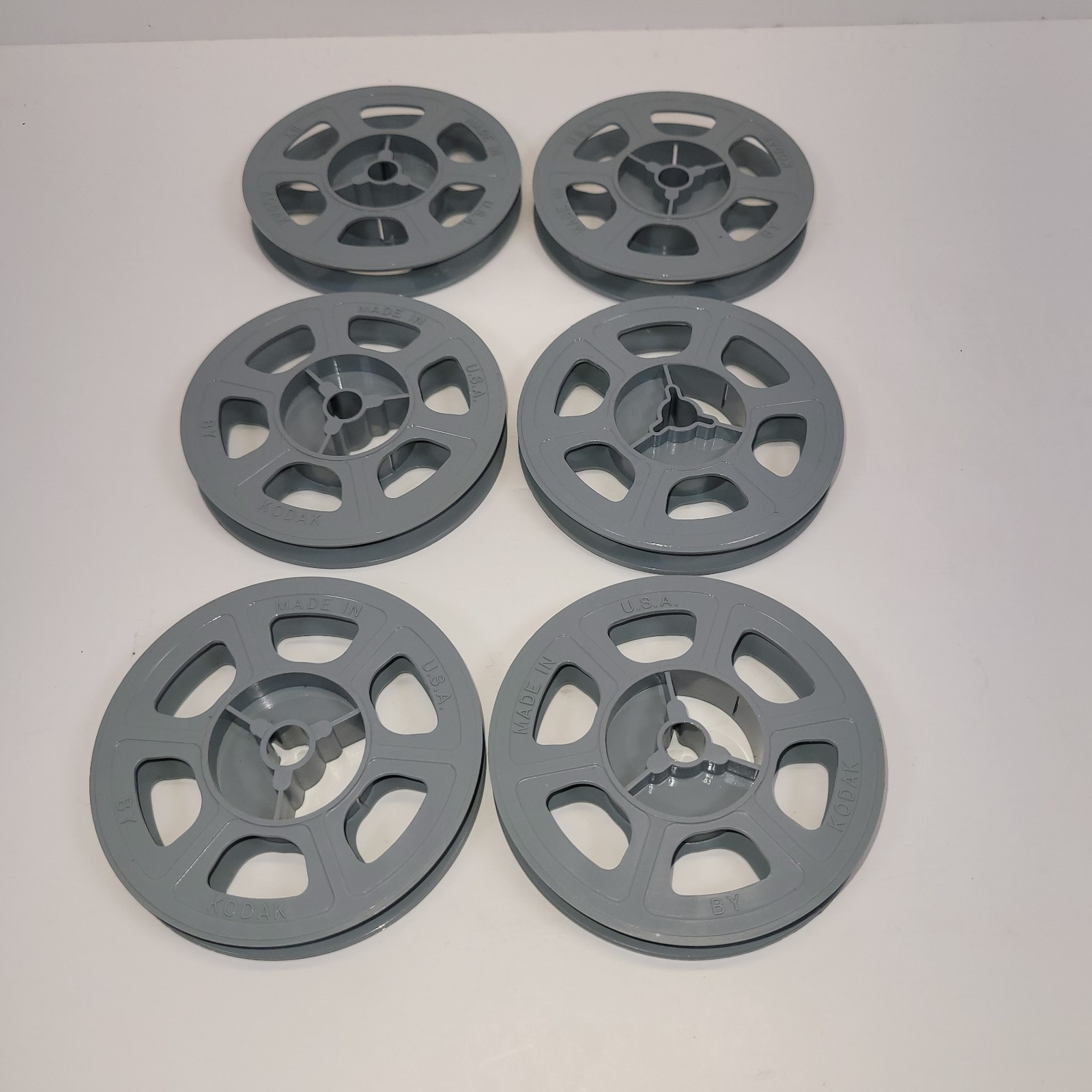 Lot of 6 Vintage Kodak Super 8mm Film Reels 50ft Gray Plastic Empty-2866B53