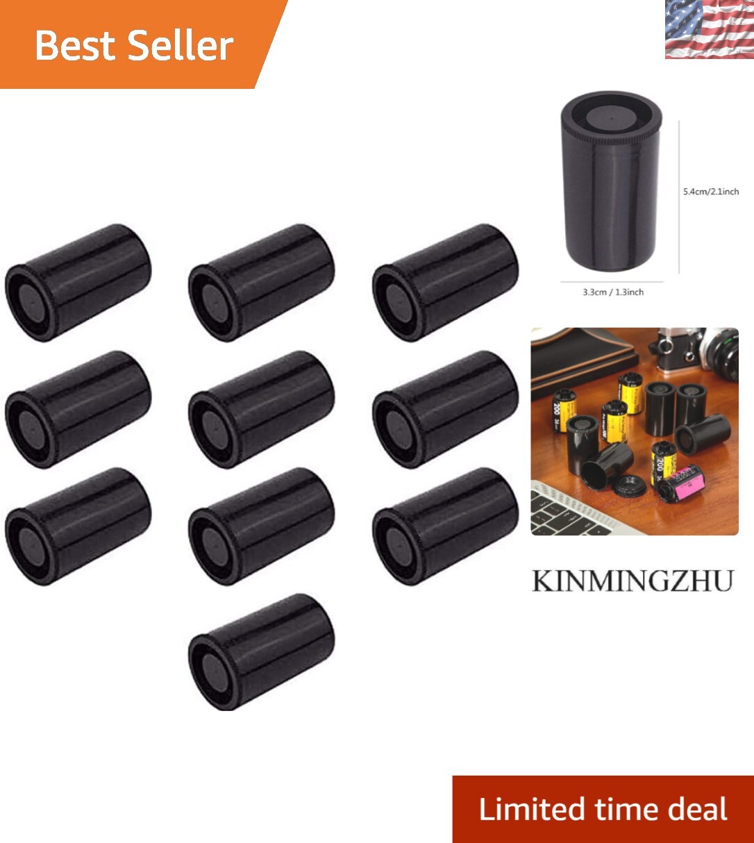 Durable 10-Pack Black 35mm Film Canisters with Secure Caps – Versatile Storage