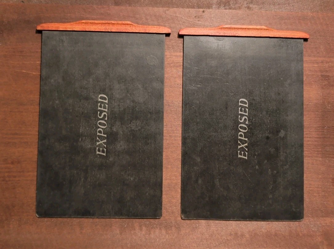 2 Antique 5×7 Camera Film Holder EXPOSED slides