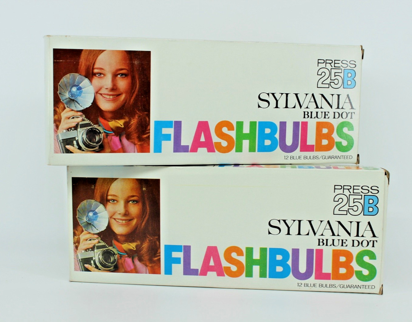 Sylvania Blue Dot Flashbulbs 25B 24 Bulbs Open Original Packaging Lot of 2 Boxes