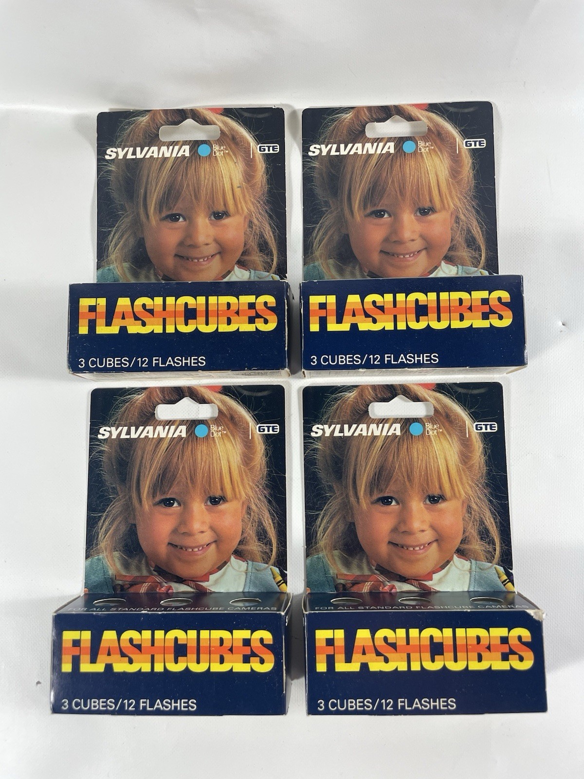 Vintage GTE Sylvania Blue Dot Flash Cubes 3 Cubes In Original Box New Lot Of 4