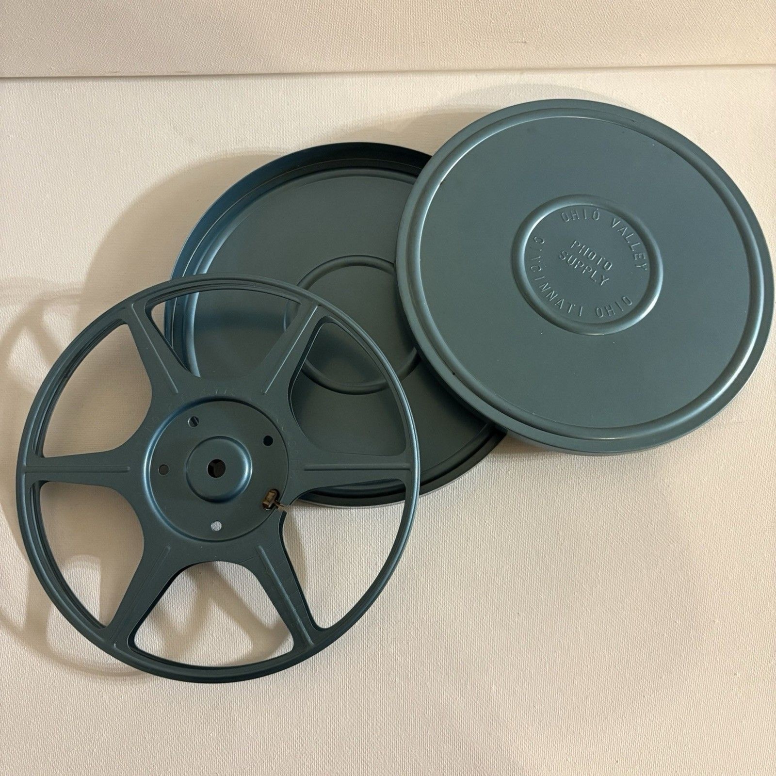 8 mm 400 ft Blue Metal Film Reel & Canister Ohio Valley Photo Supply