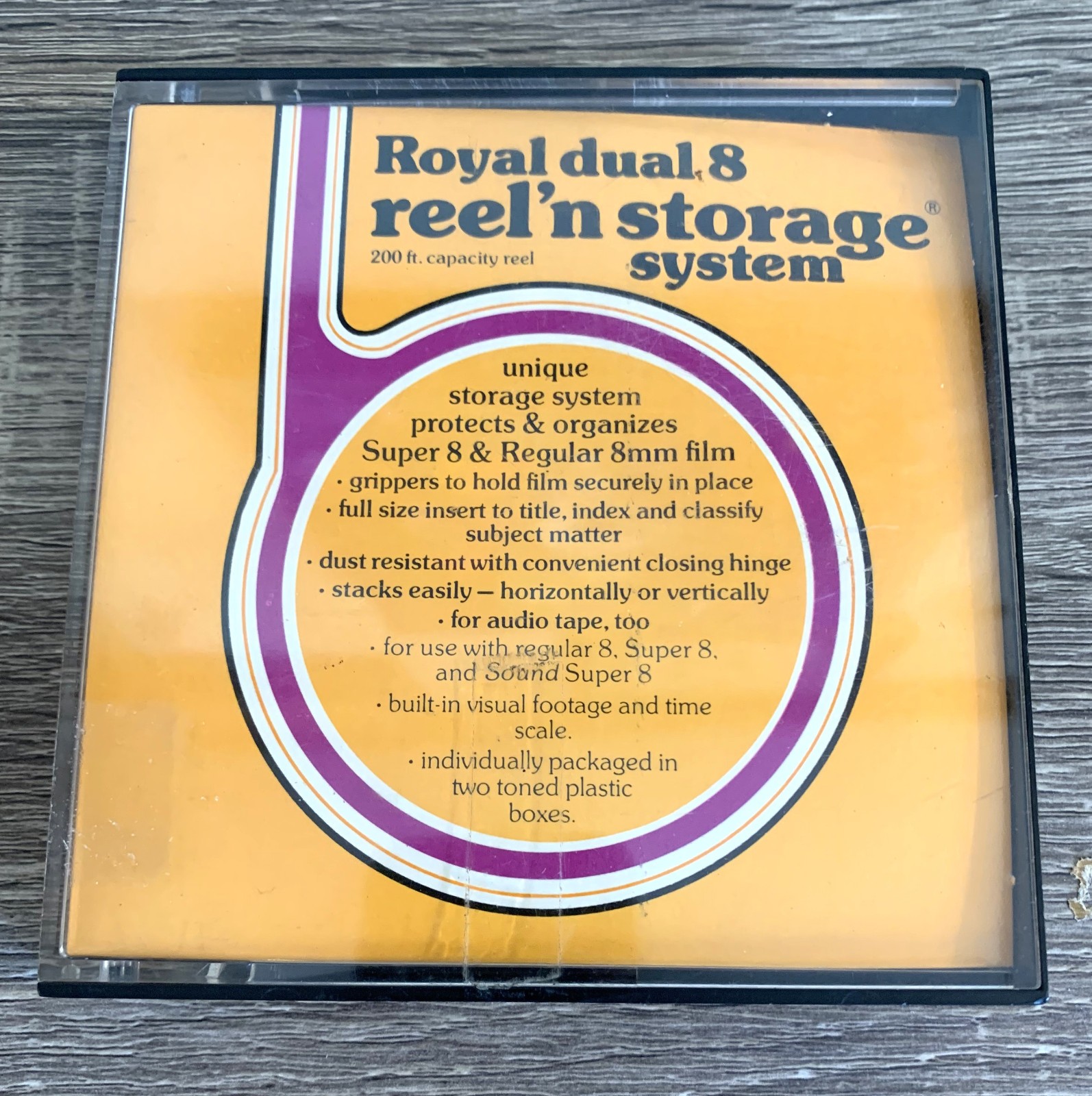 Vintage 8mm Film Royal Sound Co Film Reel case 200 ft capacity plastic Canada