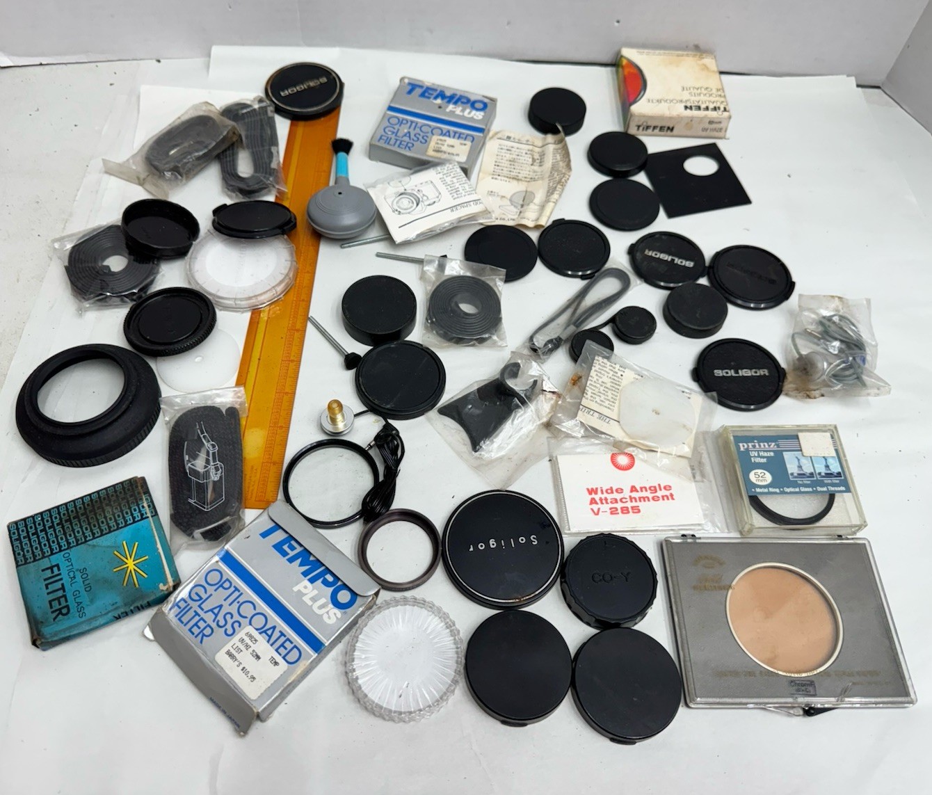 vintage photography camera accessory lot filters caps more