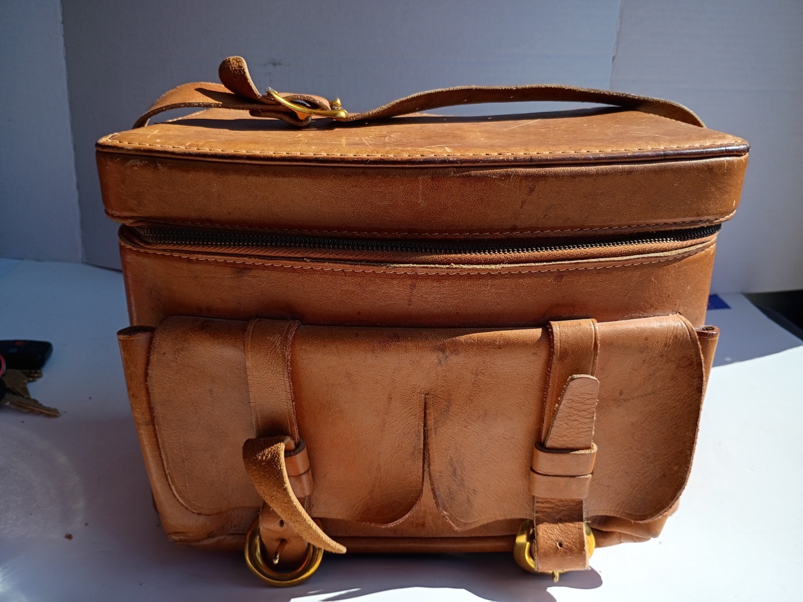 Vintage Handmade Top Grain Cowhide Leather Field Camera Bag Satchel USA 11x8x6