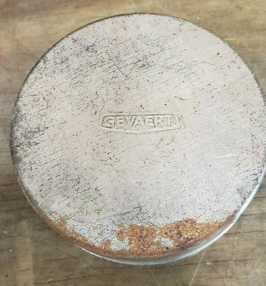 Vintage Gevaert Belgium Safety Film Tin – Canister 4″ Galvanized Metal