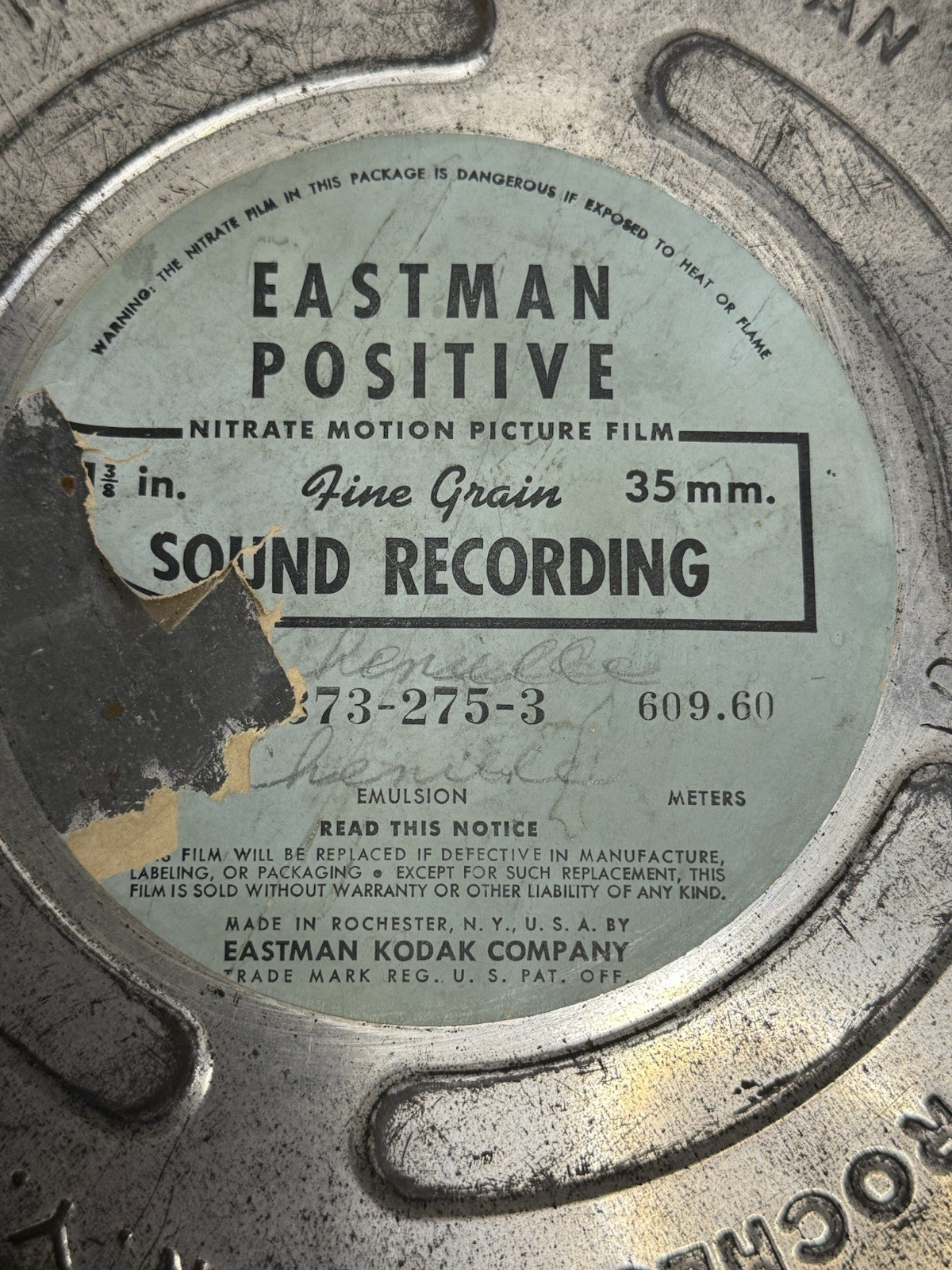 Vintage Eastman Kodak 35mm Nitrate Motion Picture Film Can Canister 10.5″ x 3″