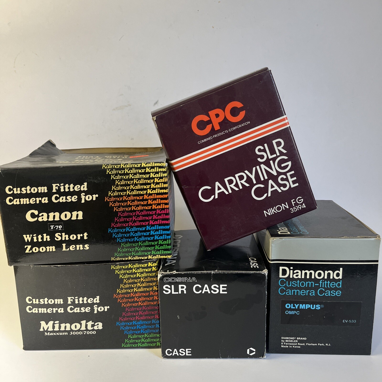 Vintage 5 Leather Cases – 35mm SLR Film Camera Case – Various Models New In Box