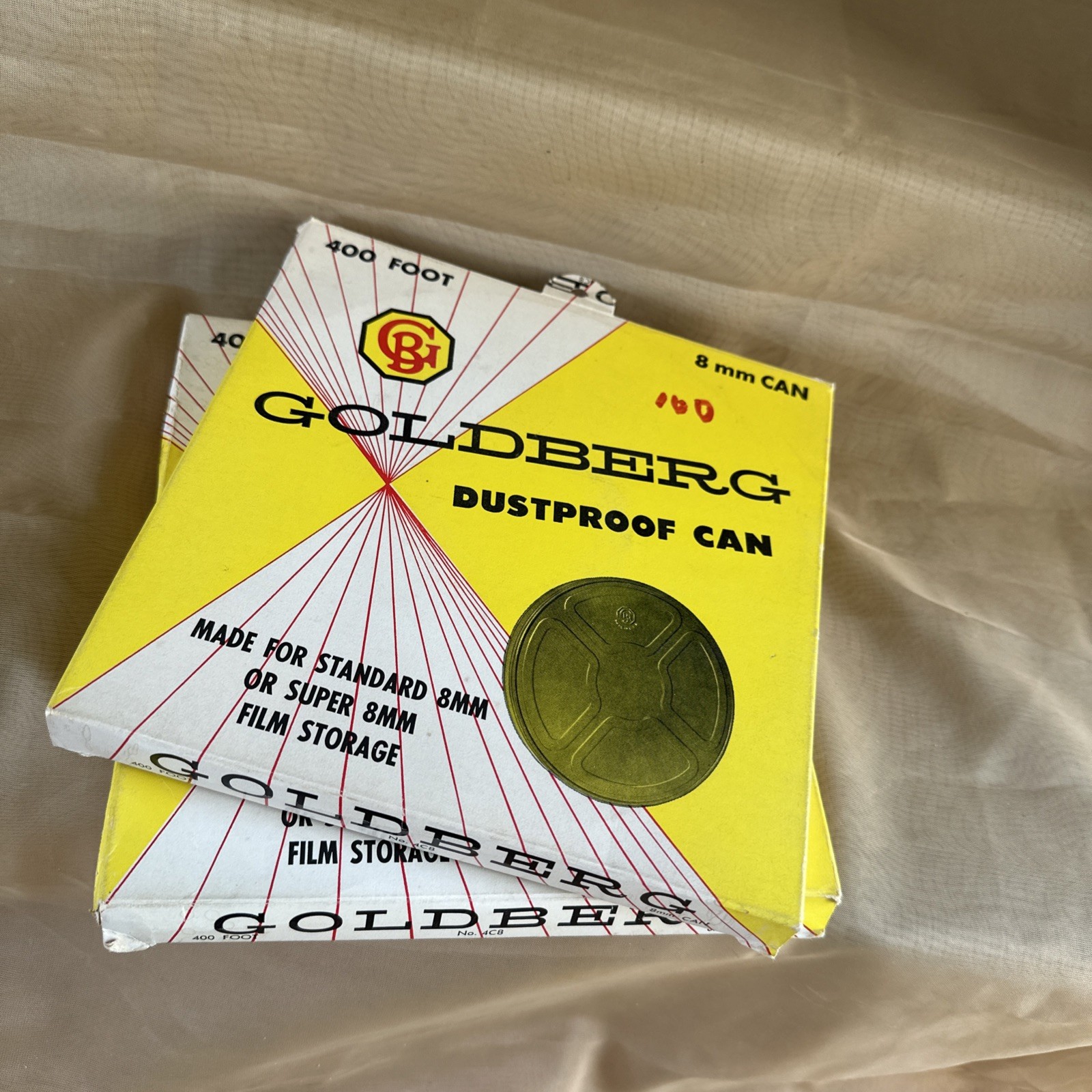 VINTAGE GOLDBERG DUST PROOF 8mm 400ft Storage Cans For Standard Or Super 8 Film