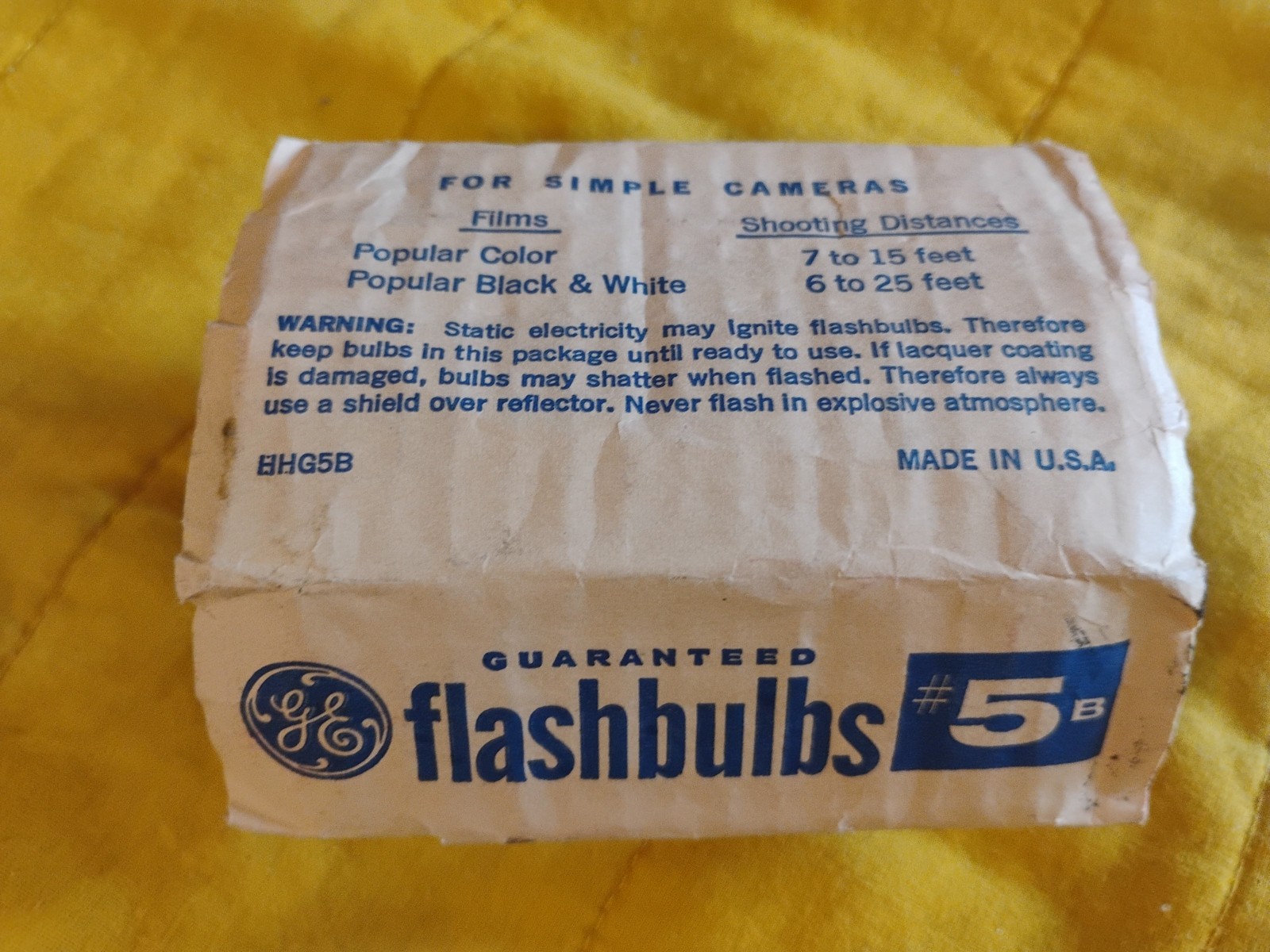GENERAL ELECTRIC 5B CAMERA FLASH BULBS, NEW, LOT OF 3