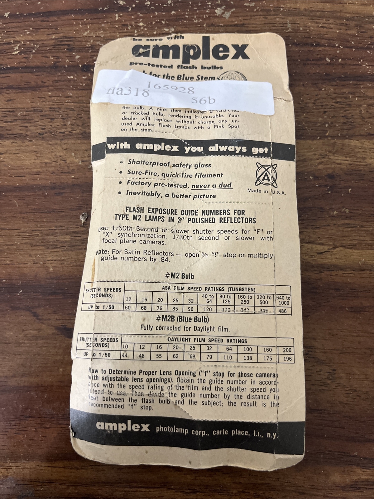 VINTAGE AMPLEX M2 PHOTOFLASH FLASHBULBS M2 12 pack NEW