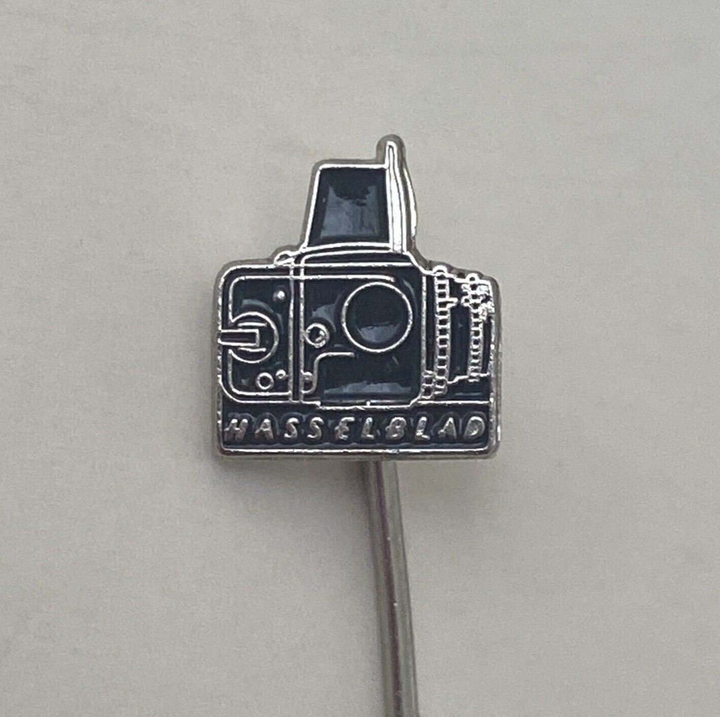Nice Vintage Hasselblad Camera Metal & Black Enamel Stick Pin