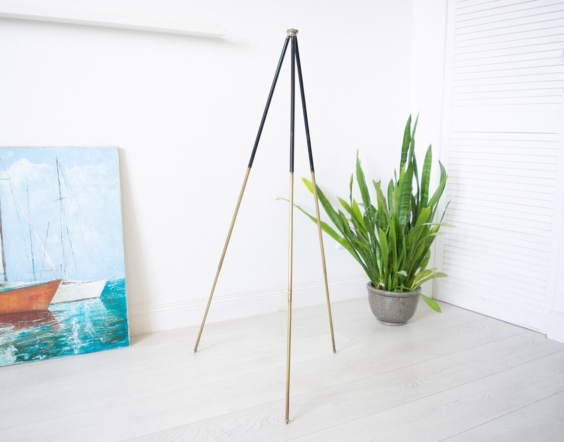 vintage camera tripod Copper tripod by Rokuoh Sha industrial tripod retro tripod