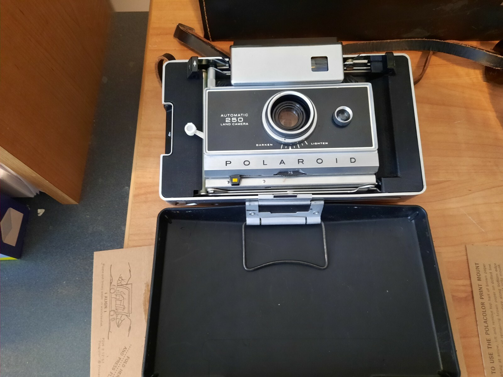 Polaroid 250 Land Camera, Diamond Case, Flash & Print Mounts
