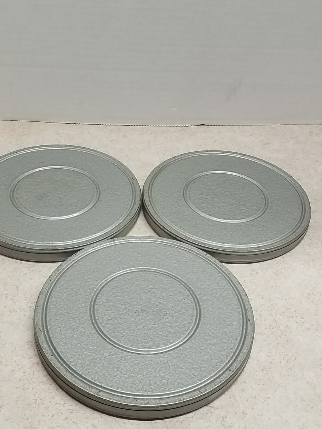 3 BRUMBURGER 8mm Film Canister and Take Up Reel 7″ Brooklyn NY, USA Metal Cases
