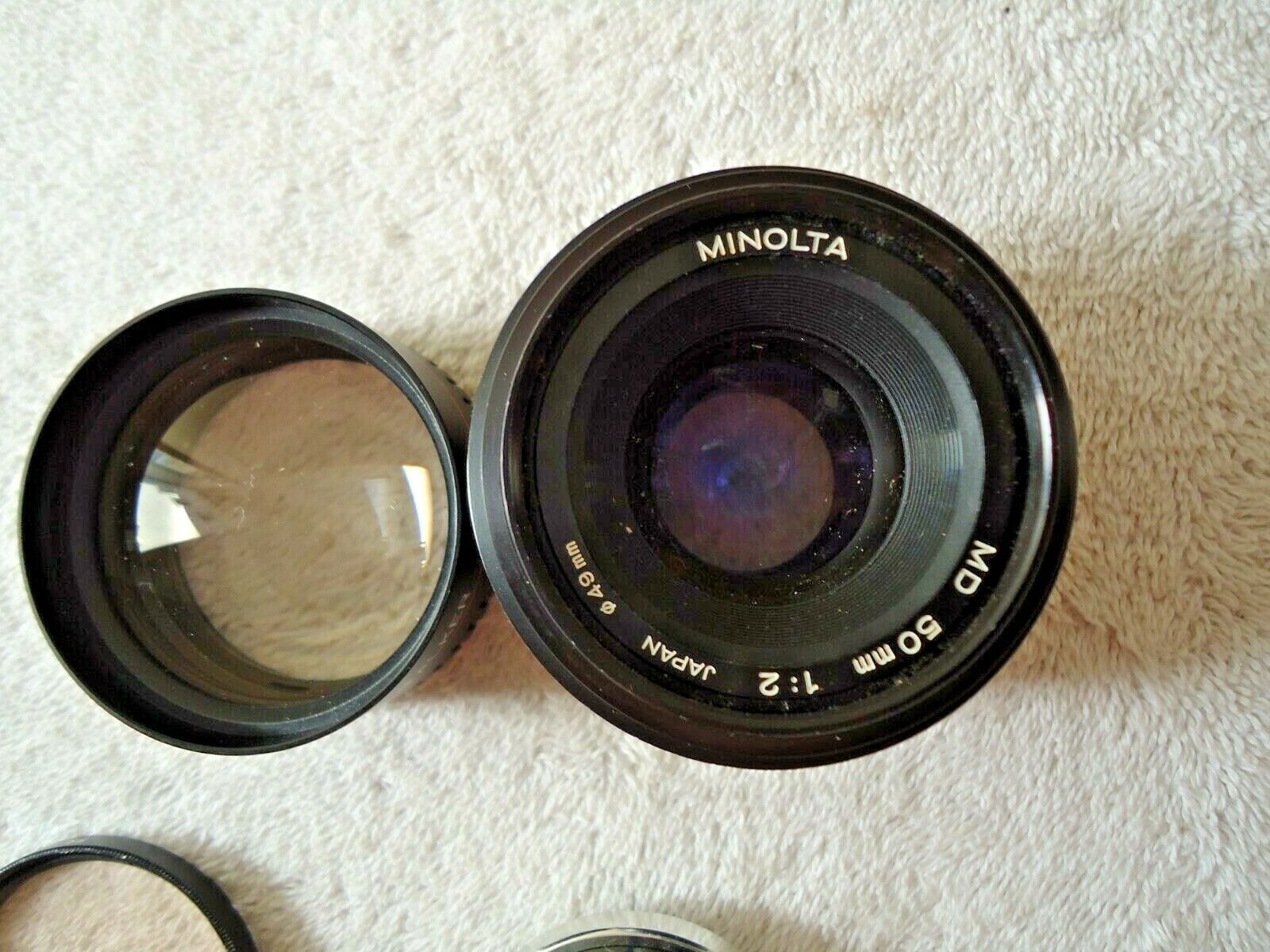 Vintage Mixed Lot Of Camera Lens,etc.Minolta MD 50mm,Star-D Aux.,etc.Items