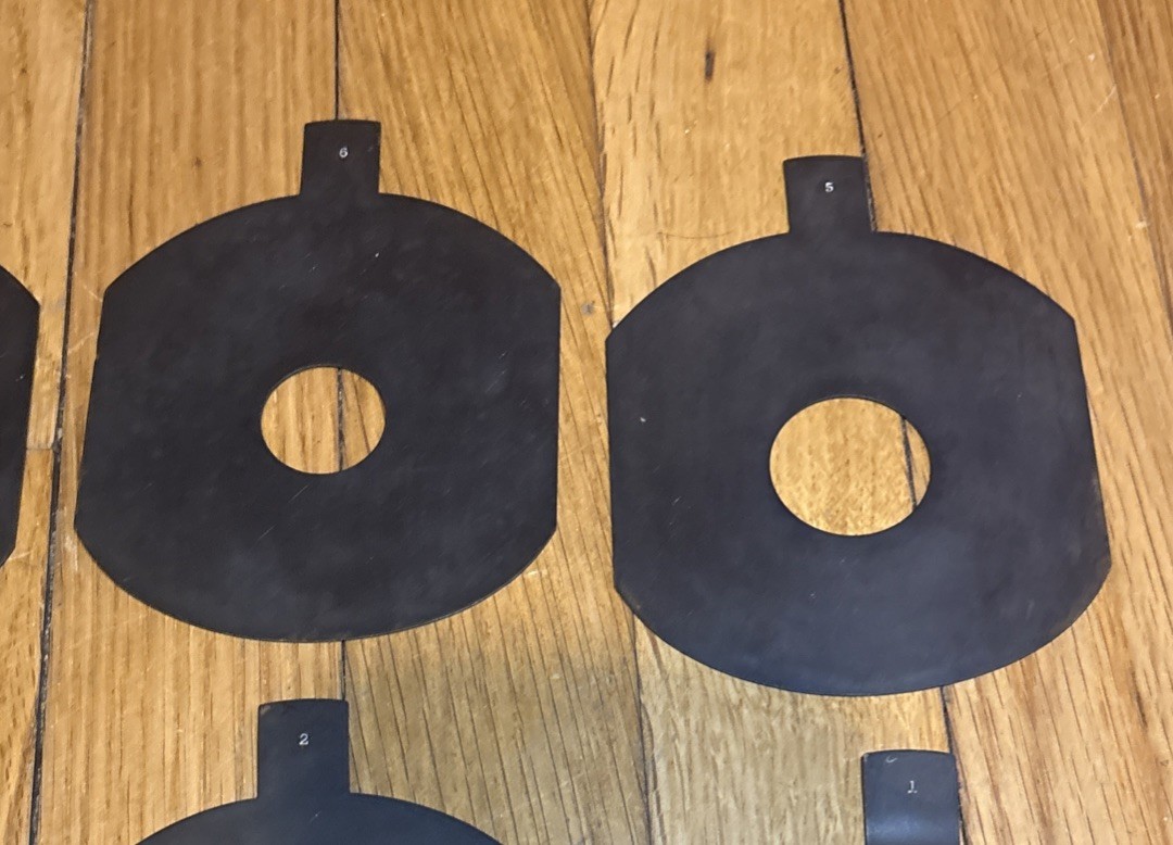 Vintage Brass Waterhouse F Stops for Large Format Camera 96 x 106mm *Set of 9pcs